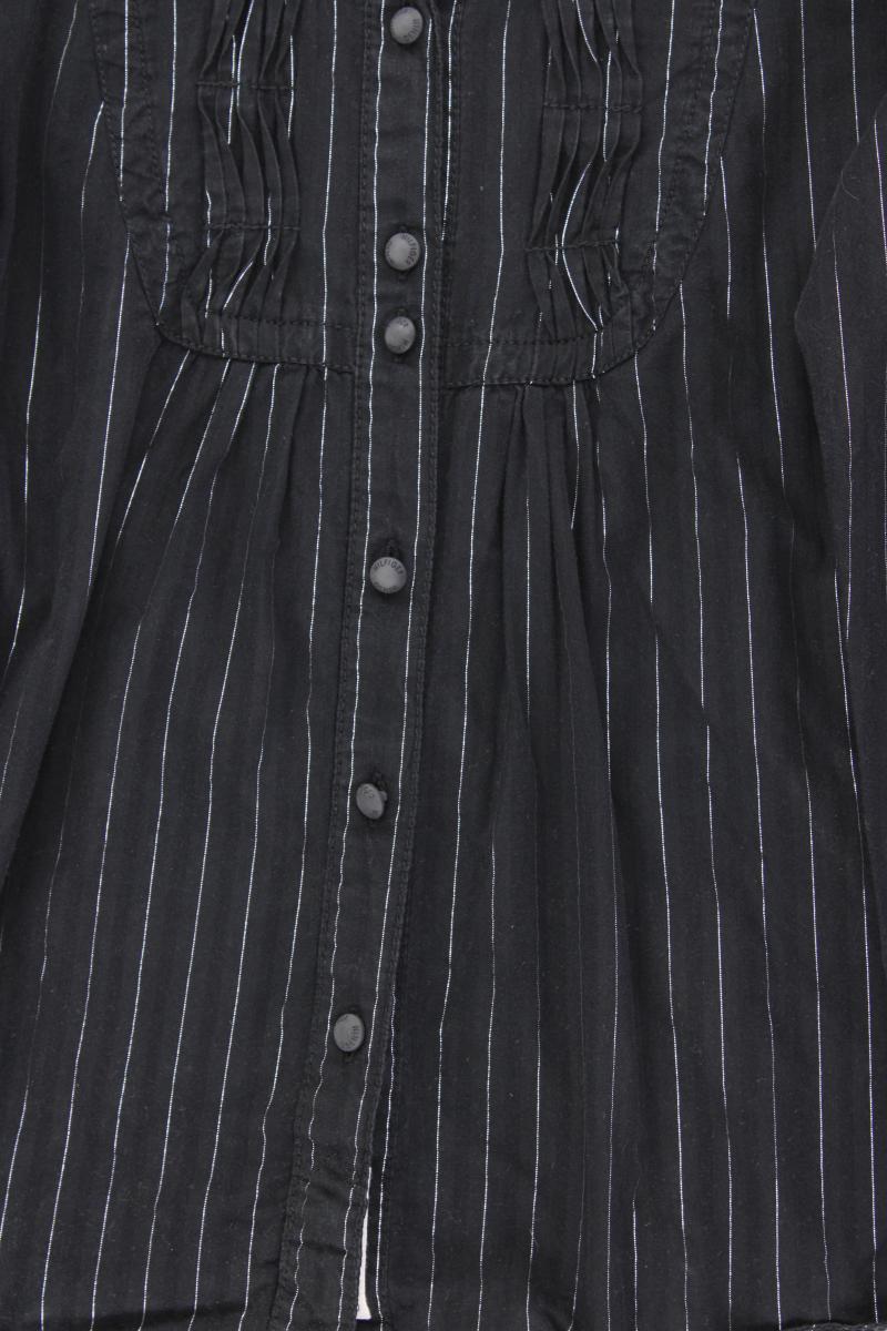 Tommy Hilfiger Rüschenbluse Gr. S gestreift Langarm schwarz aus Baumwolle