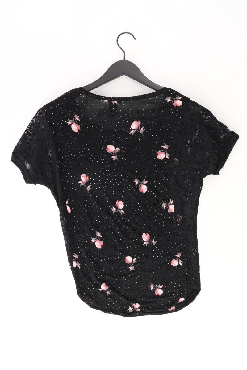 H&M Shirt Gr. XS mit Blumenmuster Kurzarm schwarz aus Viskose