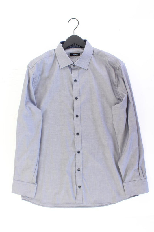 Walbusch Langarmhemd für Herren Gr. XL blau aus Baumwolle