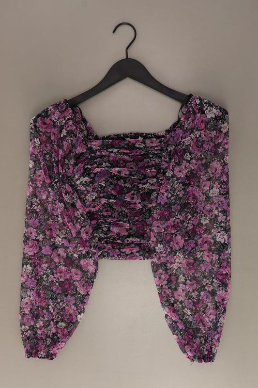 C&A Crop Top Gr. 34 mit Blumenmuster Langarm lila aus Polyester