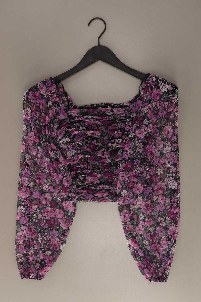 C&A Crop Top Gr. 34 mit Blumenmuster Langarm lila aus Polyester