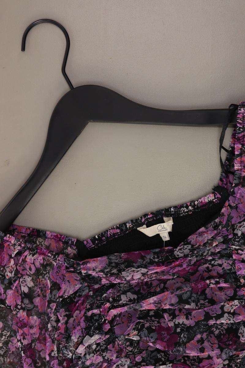 C&A Crop Top Gr. 34 mit Blumenmuster Langarm lila aus Polyester