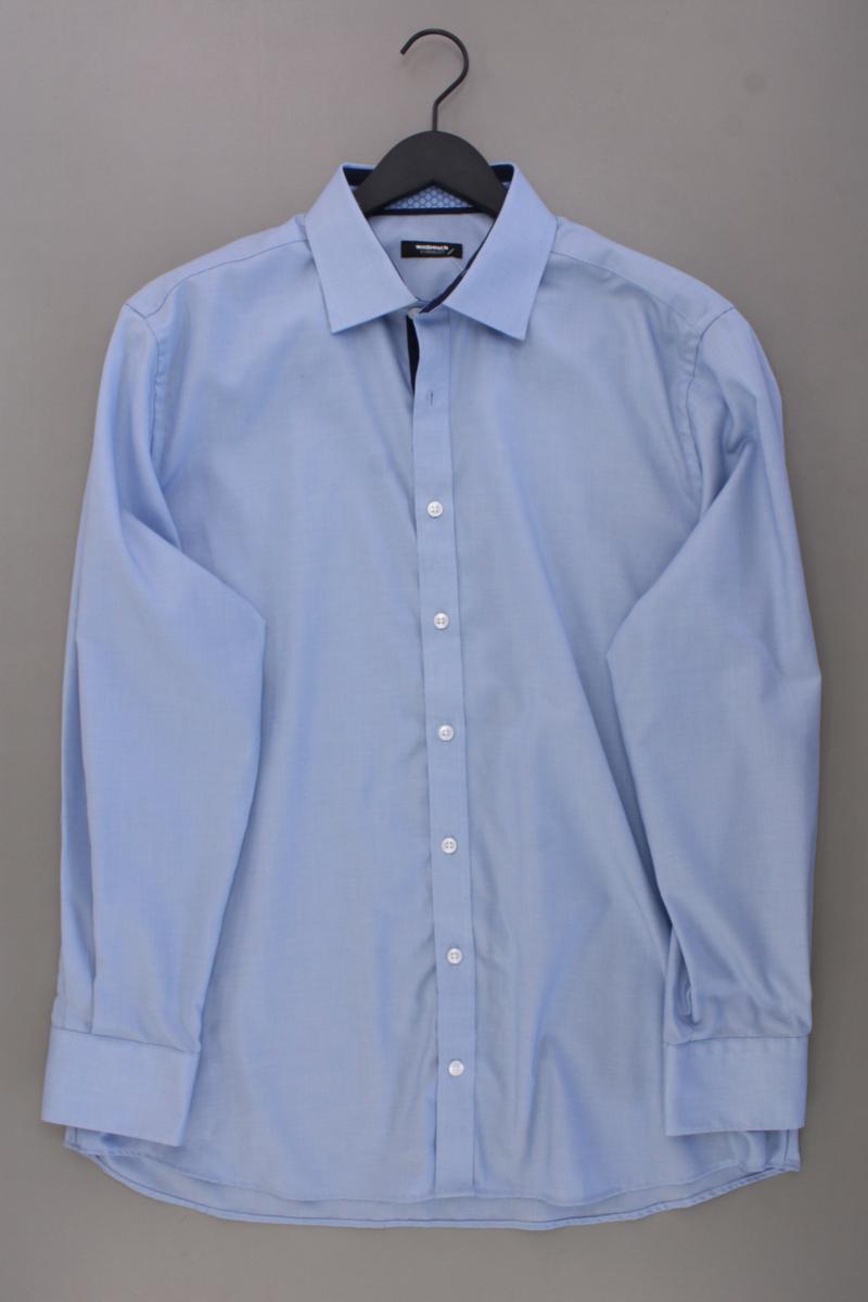 Walbusch Langarmhemd für Herren Gr. Hemdgröße 44 blau aus Baumwolle