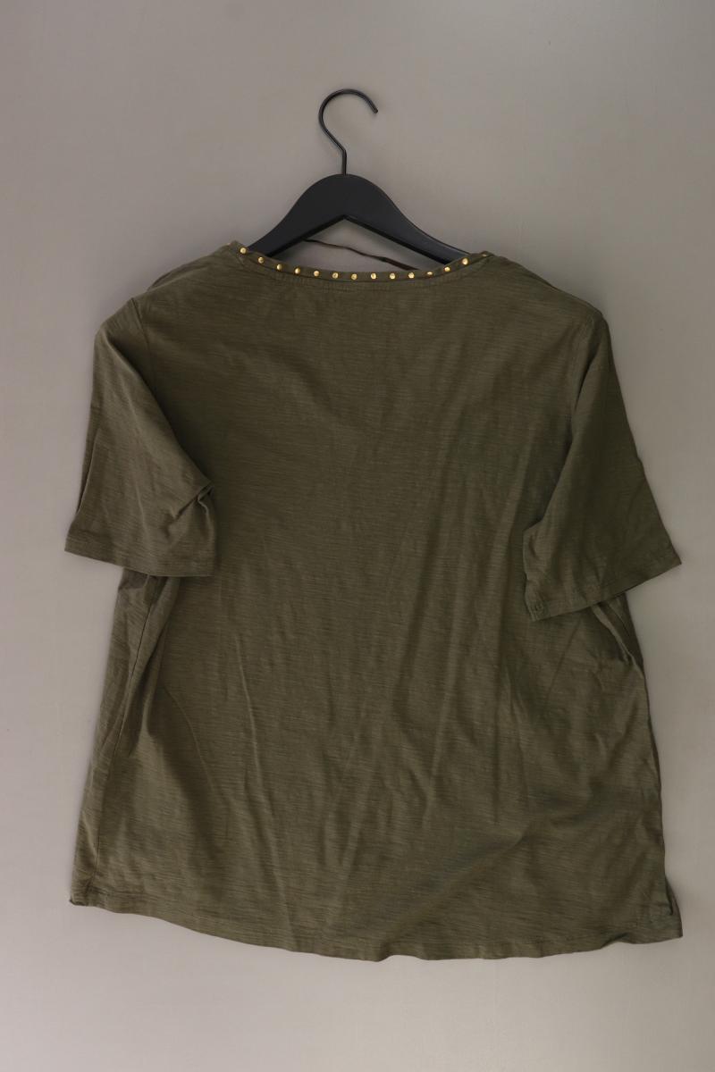 s.Oliver Shirt mit V-Ausschnitt Gr. 44 Kurzarm mit Nieten olivgrün aus Baumwolle