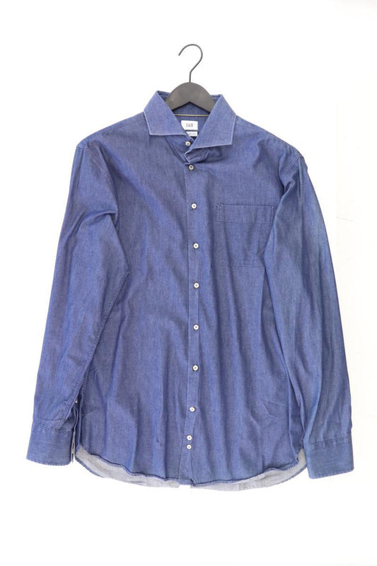 Langarmhemd für Herren Gr. Hemdgröße 41 blau aus Baumwolle