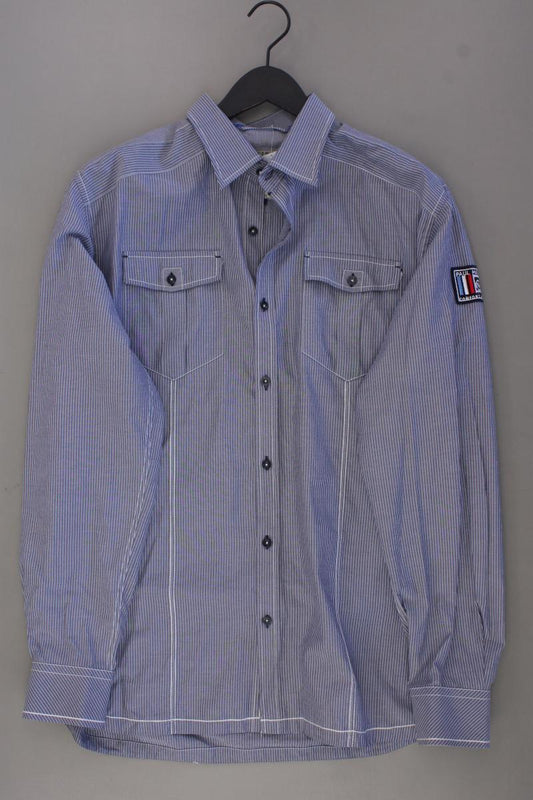 Langarmhemd für Herren Gr. XXL gestreift blau aus Baumwolle