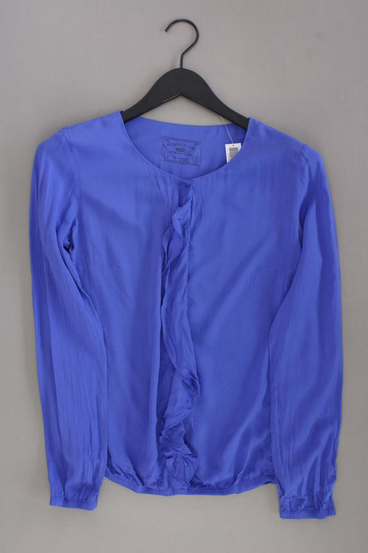 edc by Esprit Rüschenbluse Gr. S Langarm blau aus Viskose