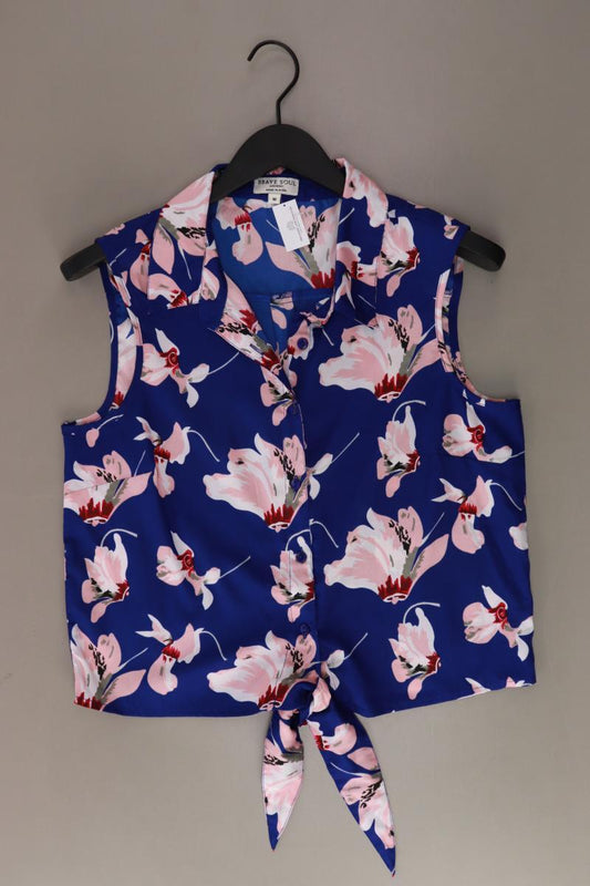 Brave Soul Schluppenbluse Gr. M mit Blumenmuster Ärmellos blau aus Polyester