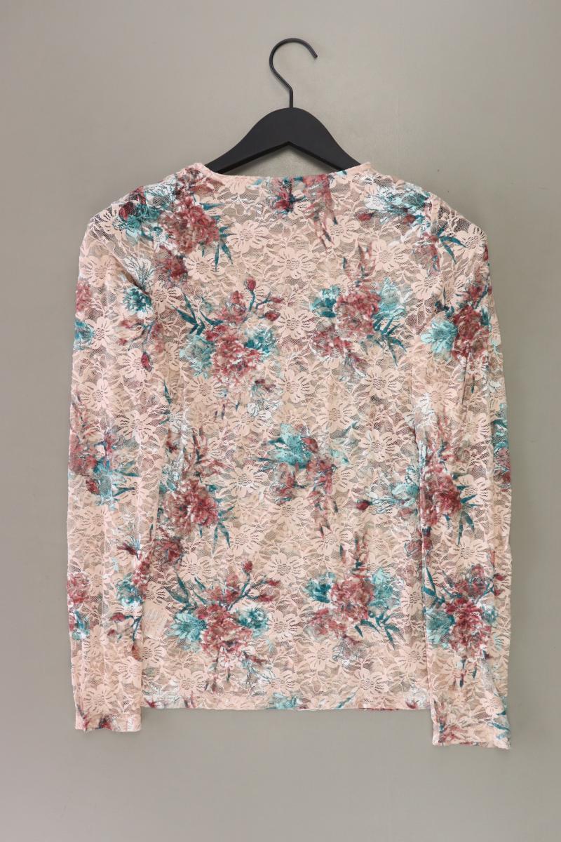 Shirt mit Spitze Gr. S mit Blumenmuster Langarm creme