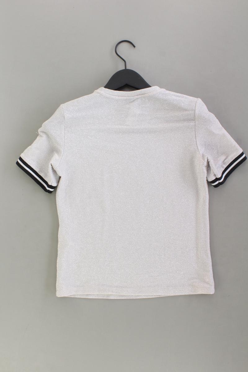 Vero Moda T-Shirt Gr. S Kurzarm mit Glitzer silber aus Polyamid