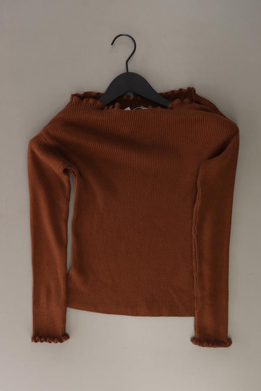 NA-KD Cropped Shirt Gr. XS Langarm braun aus Baumwolle