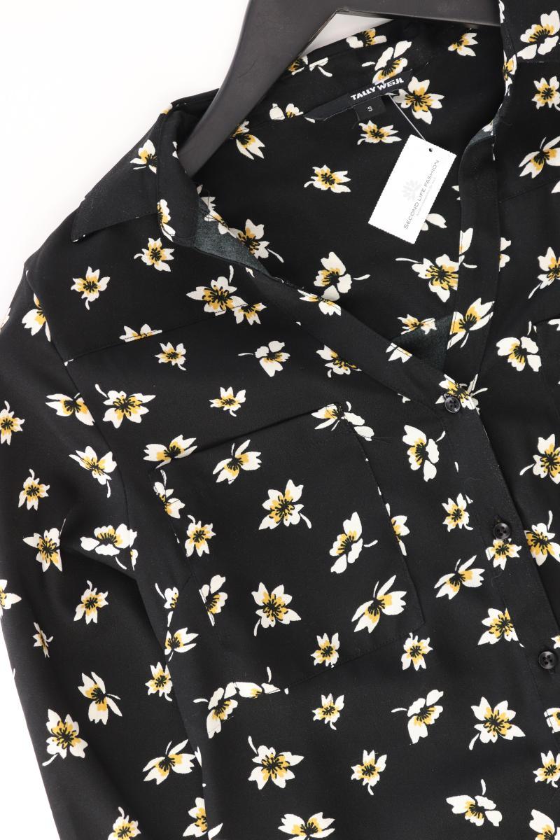 Tally Weijl Bluse Gr. S mit Blumenmuster Langarm schwarz aus Polyester