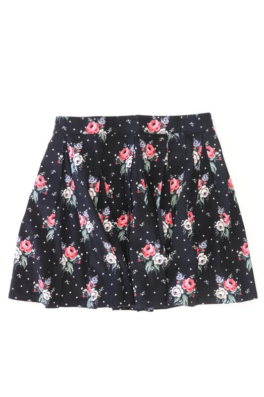 H&M Rock Gr. 38 mit Blumenmuster schwarz aus Baumwolle