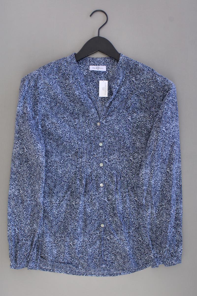 Gina Benotti Bluse Gr. 38 mit Blumenmuster Langarm blau aus Baumwolle