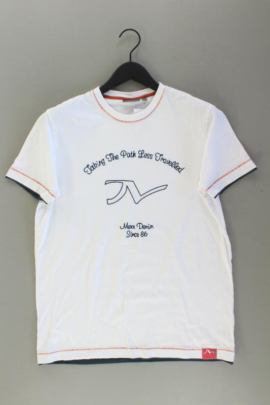 Mexx Printshirt für Herren Gr. L Kurzarm weiß aus Baumwolle