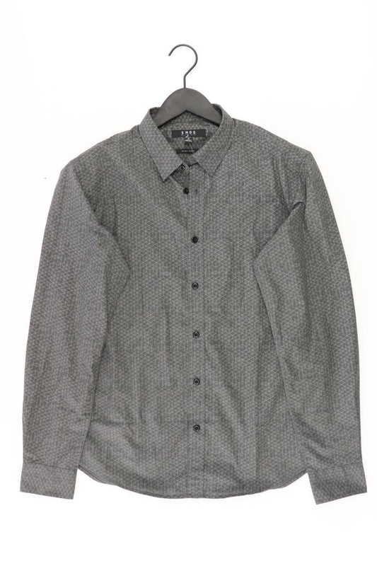 Langarmhemd für Herren Gr. M grau aus Baumwolle
