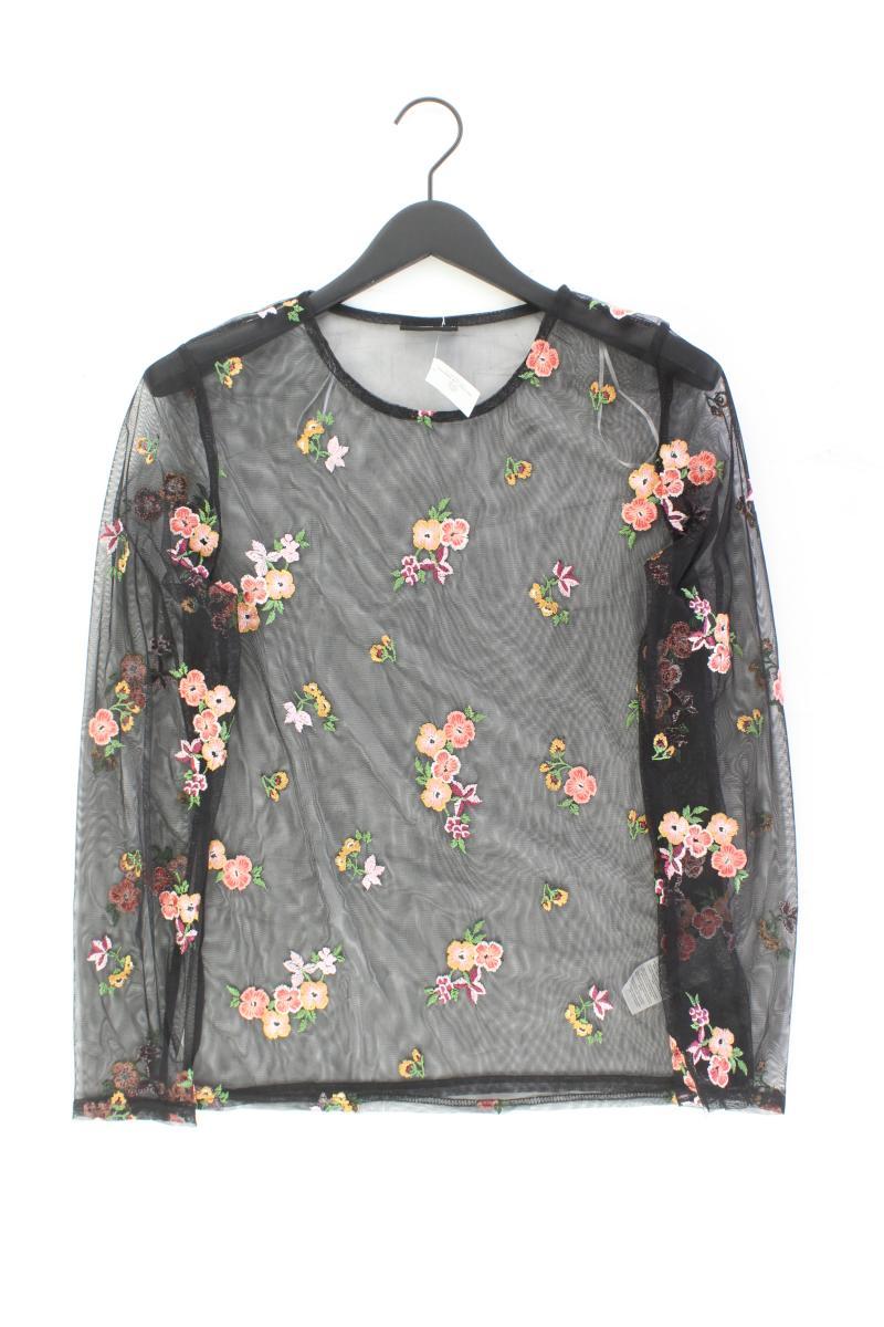 Janine Mesh Shirt Gr. 44 mit Blumenmuster Langarm schwarz aus Polyester