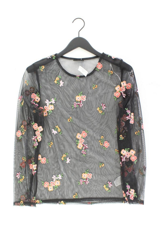 Janine Mesh Shirt Gr. 44 mit Blumenmuster Langarm schwarz aus Polyester