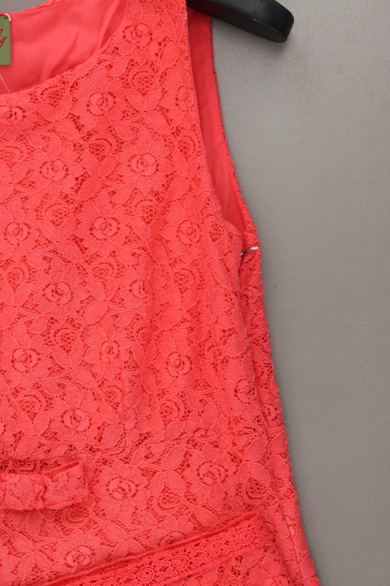 Lykkelig Spitzenkleid Korallrot Gr. 34 Ärmellos pink aus Baumwolle