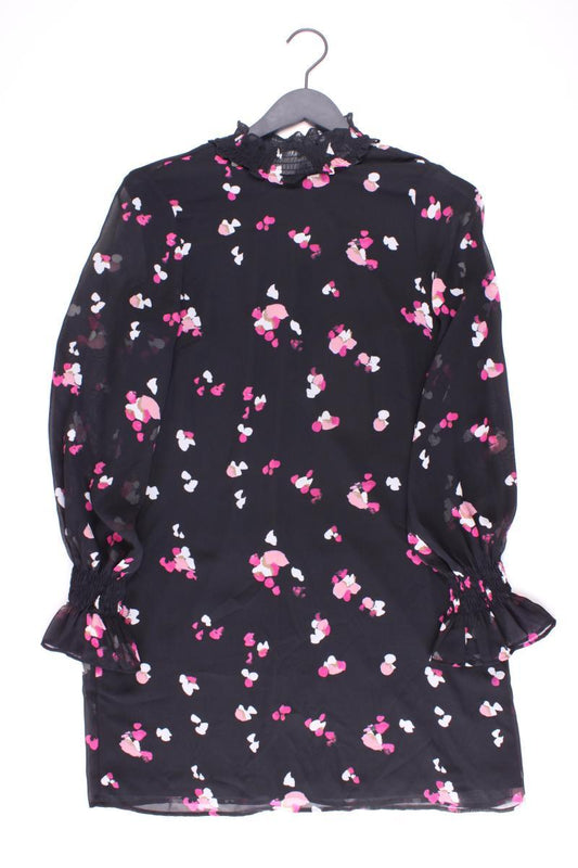 H&M Chiffonkleid Gr. 36 mit Blumenmuster Langarm schwarz aus Polyester