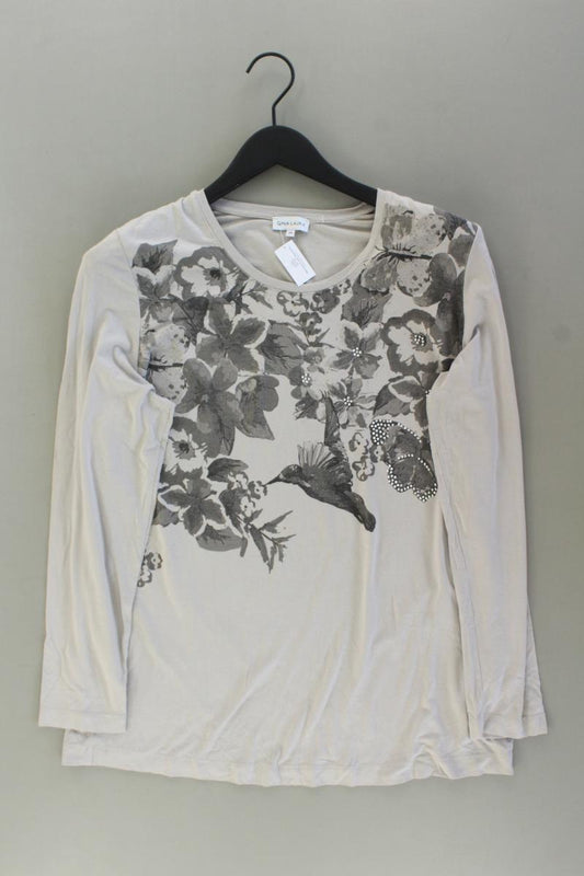 Gina Laura Longsleeve-Shirt Gr. M mit Blumenmuster Langarm grau aus Viskose