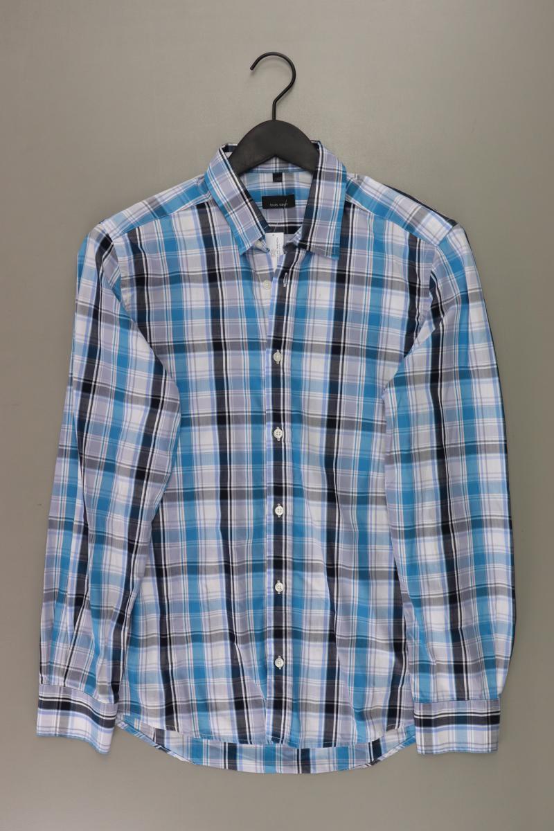 Karohemd für Herren Gr. S kariert Langarm blau aus Baumwolle