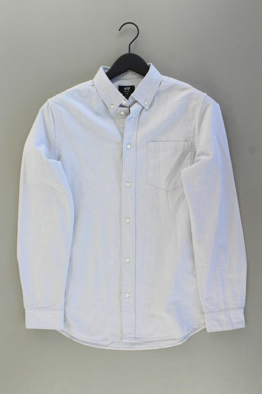 H&M Kurzarmhemd für Herren Gr. S blau aus Baumwolle