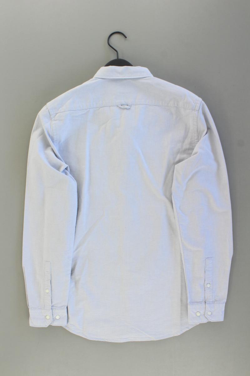 H&M Kurzarmhemd für Herren Gr. S blau aus Baumwolle