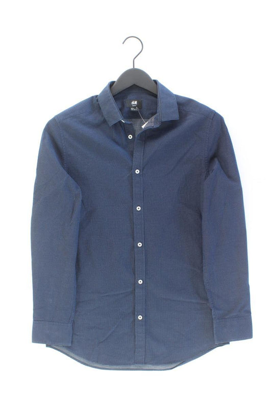 H&M Langarmhemd für Herren Gr. S blau aus Baumwolle