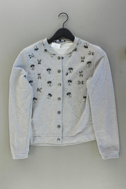 Viventy Strickjacke Gr. 40 Langarm mit Pailletten grau aus Baumwolle
