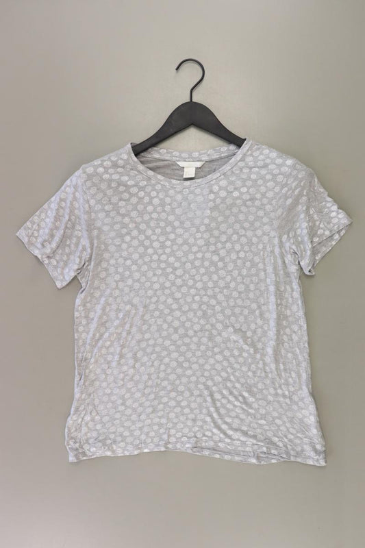 H&M T-Shirt Gr. S gepunktet Kurzarm mit Glitzer grau aus Viskose