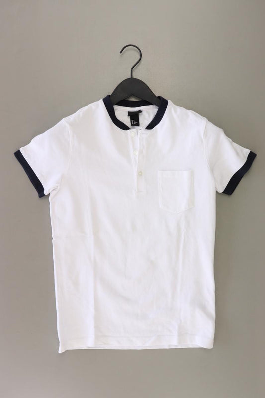 H&M T-Shirt für Herren Gr. S Kurzarm weiß aus Baumwolle