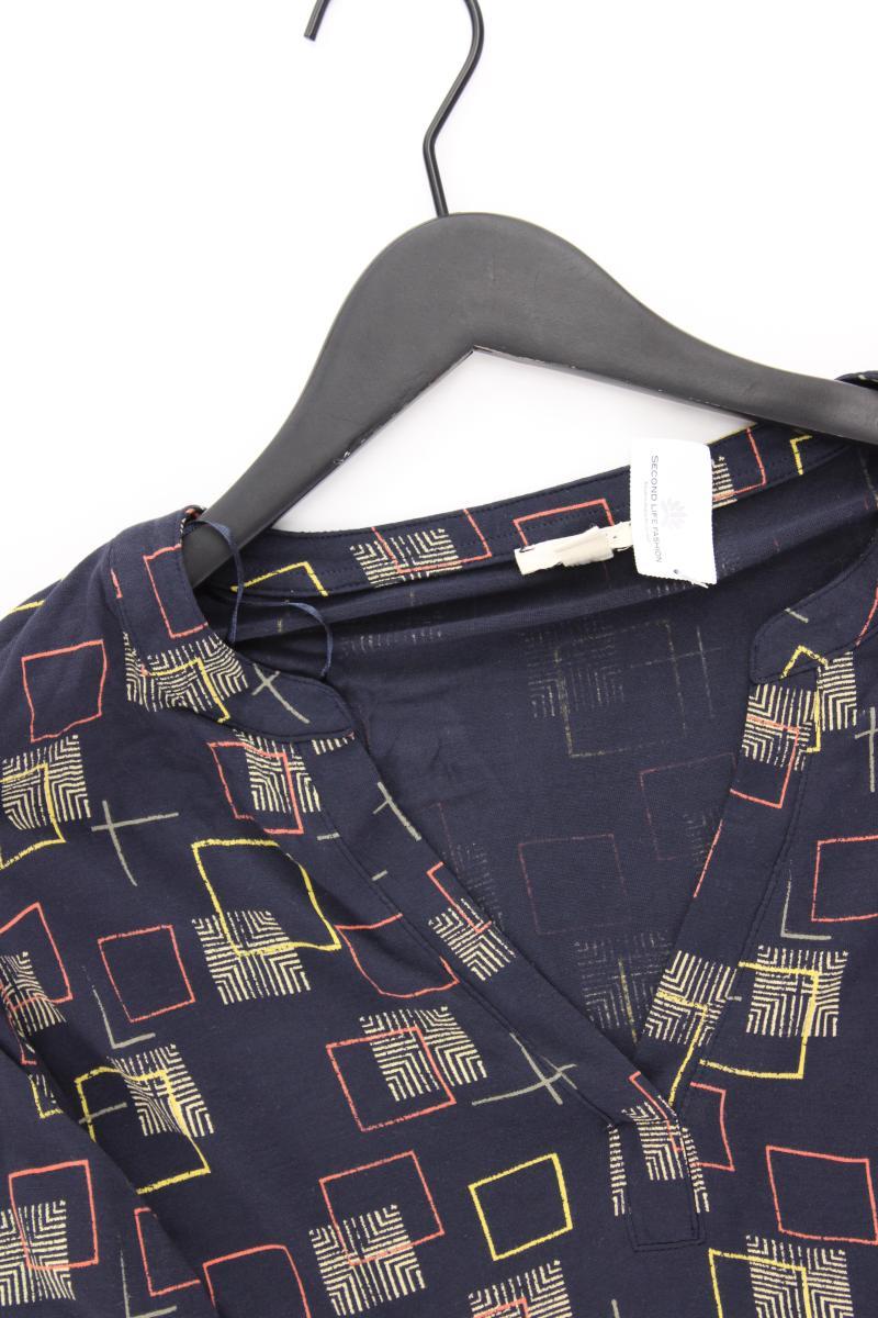 Esprit Langarmbluse Gr. M geometrisches Muster blau aus Viskose