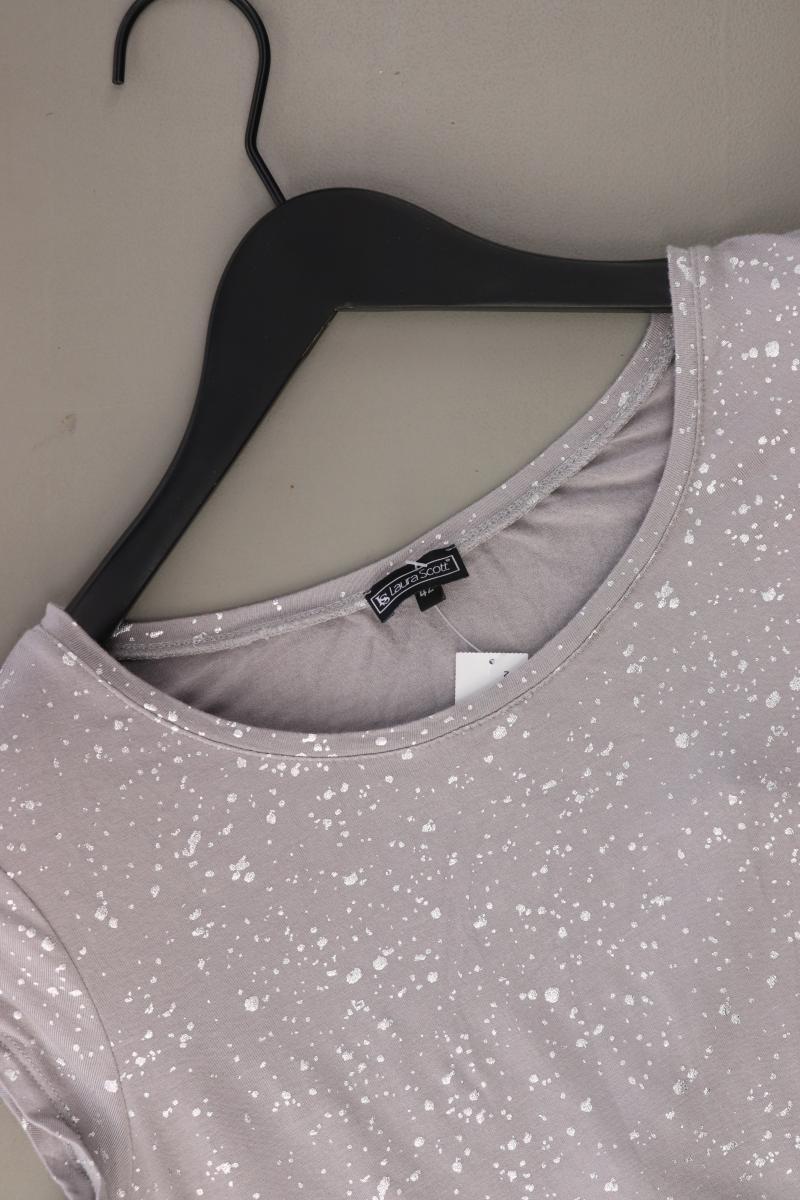 Laura Scott T-Shirt Gr. 42 Kurzarm silber aus Viskose
