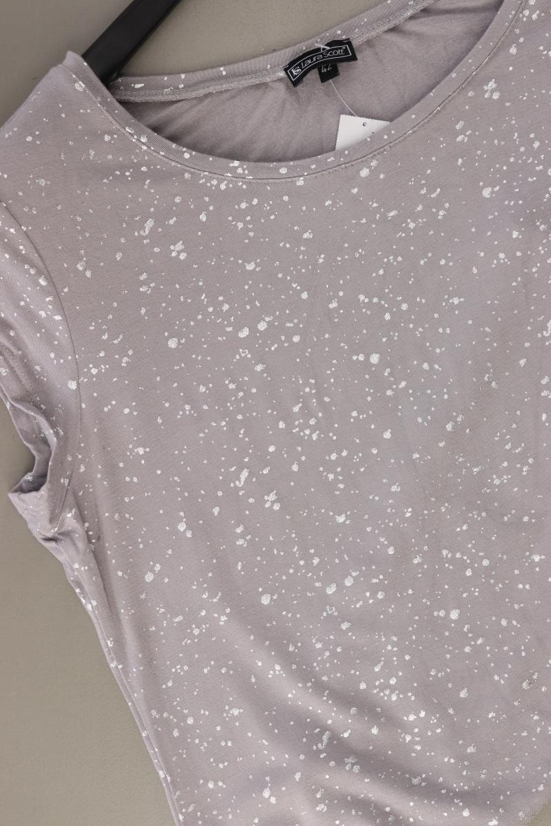 Laura Scott T-Shirt Gr. 42 Kurzarm silber aus Viskose