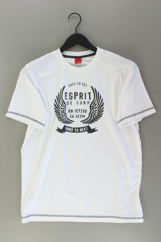 Esprit Printshirt für Herren Gr. L Kurzarm weiß aus Baumwolle