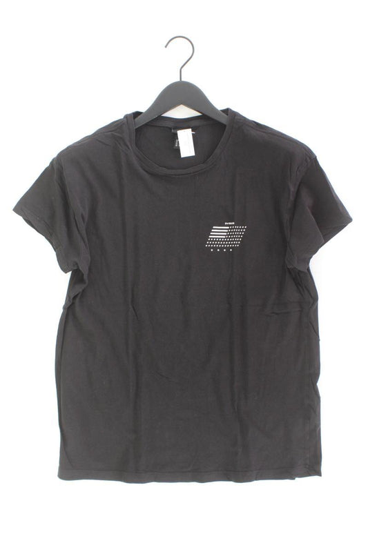 H&M T-Shirt für Herren Gr. M Kurzarm schwarz aus Baumwolle