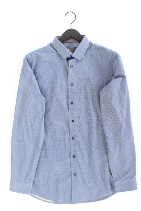 Langarmhemd für Herren Gr. Hemdgröße 39/40 blau aus Baumwolle