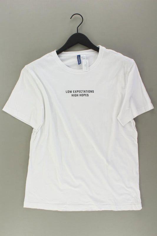 H&M T-Shirt für Herren Gr. M Kurzarm weiß aus Baumwolle
