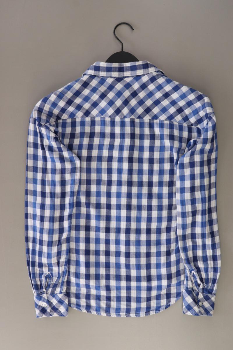 Only Langarmbluse Gr. S kariert blau aus Baumwolle