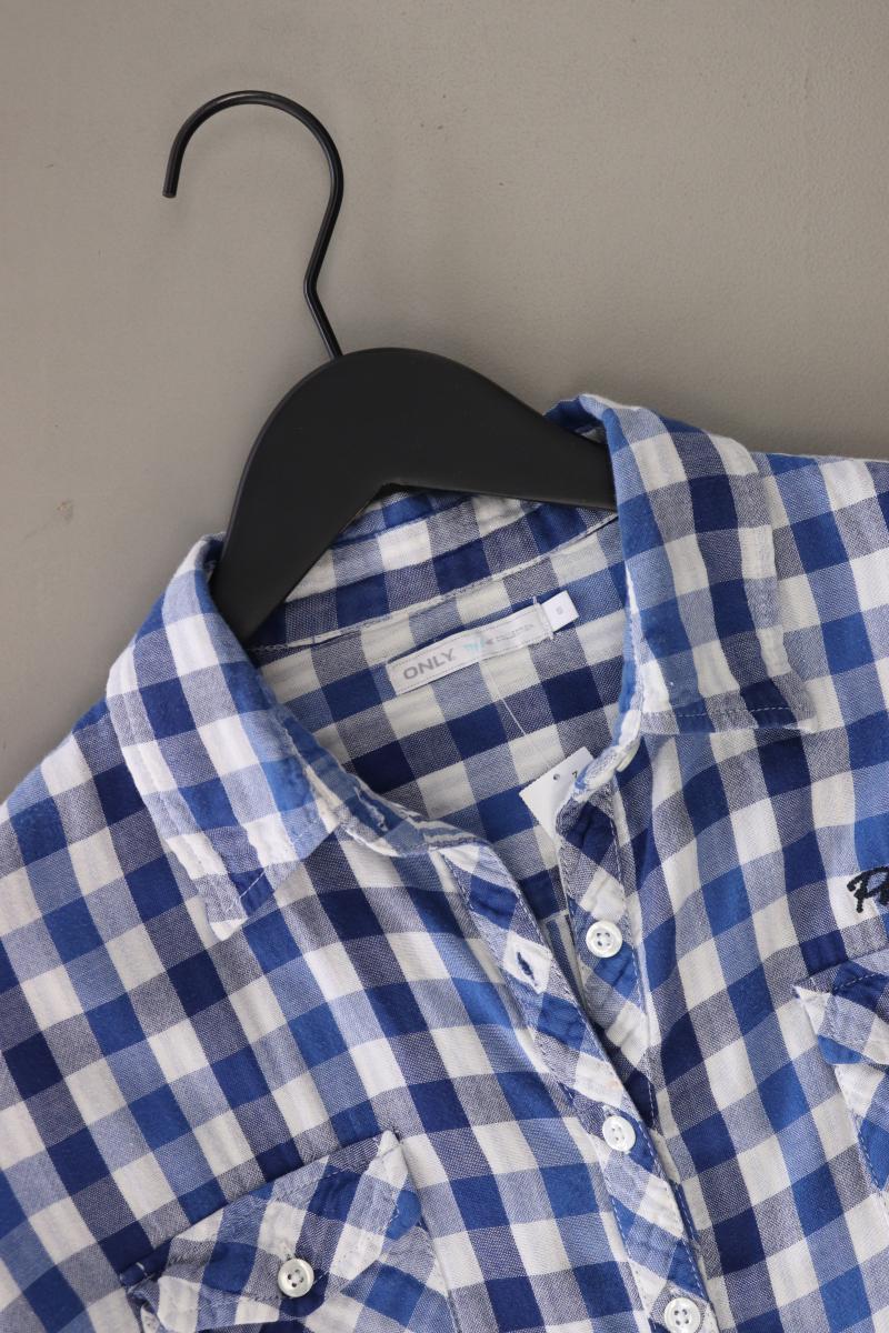 Only Langarmbluse Gr. S kariert blau aus Baumwolle