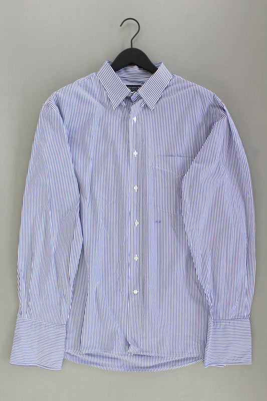 Langarmhemd für Herren Gr. Hemdgröße 43 gestreift blau aus Baumwolle
