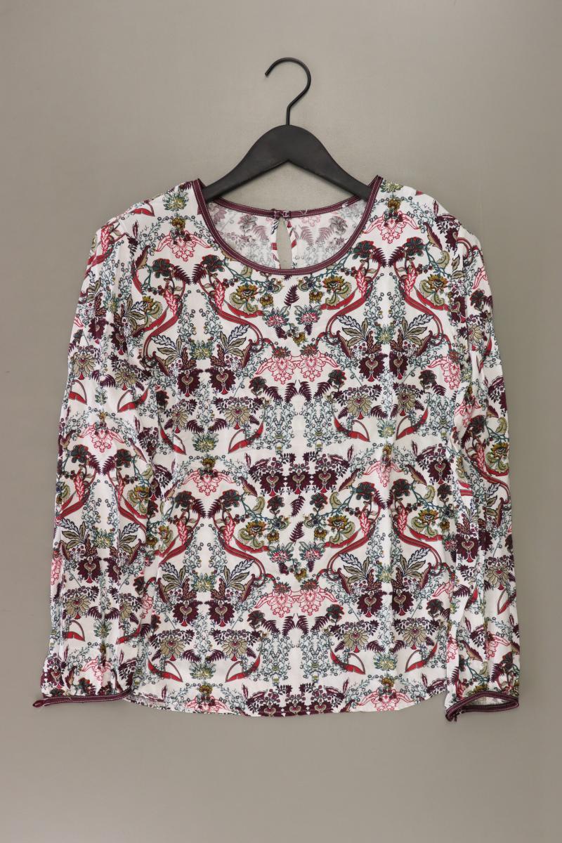 Printshirt Gr. 38 mit Blumenmuster Langarm weiß aus Viskose
