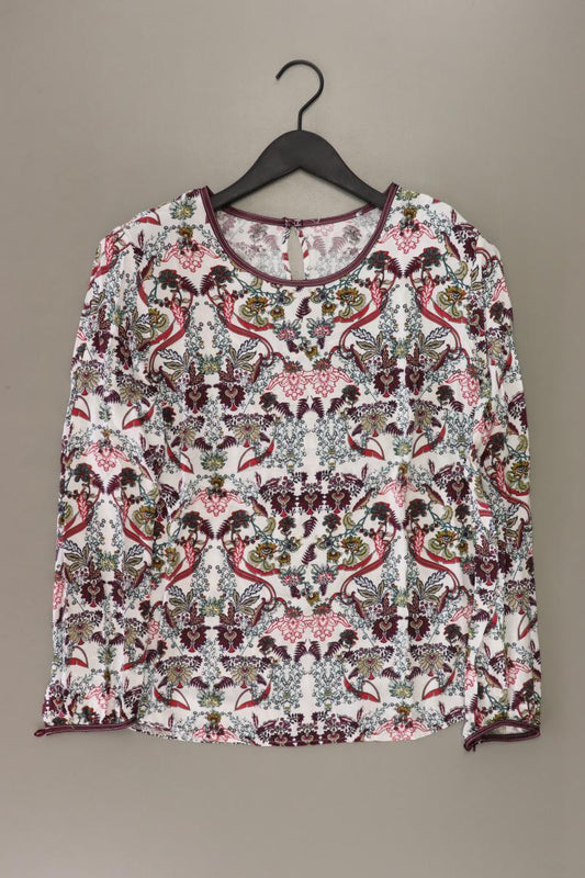 Printshirt Gr. 38 mit Blumenmuster Langarm weiß aus Viskose