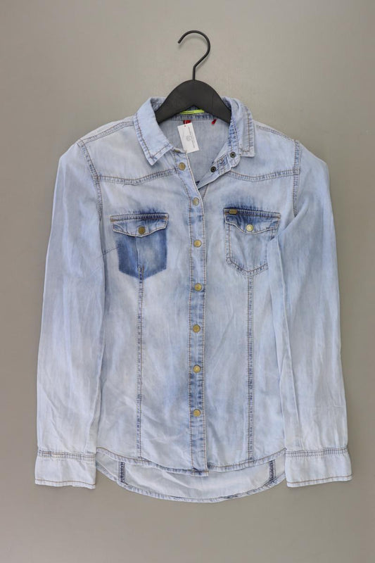 QS by s.Oliver Jeansbluse Gr. 34 Langarm blau aus Baumwolle