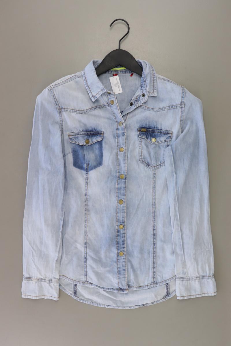 QS by s.Oliver Jeansbluse Gr. 34 Langarm blau aus Baumwolle