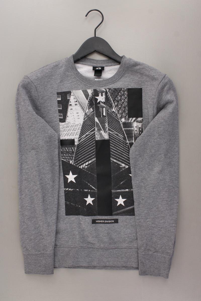 H&M Pullover für Herren Gr. S grau aus Baumwolle
