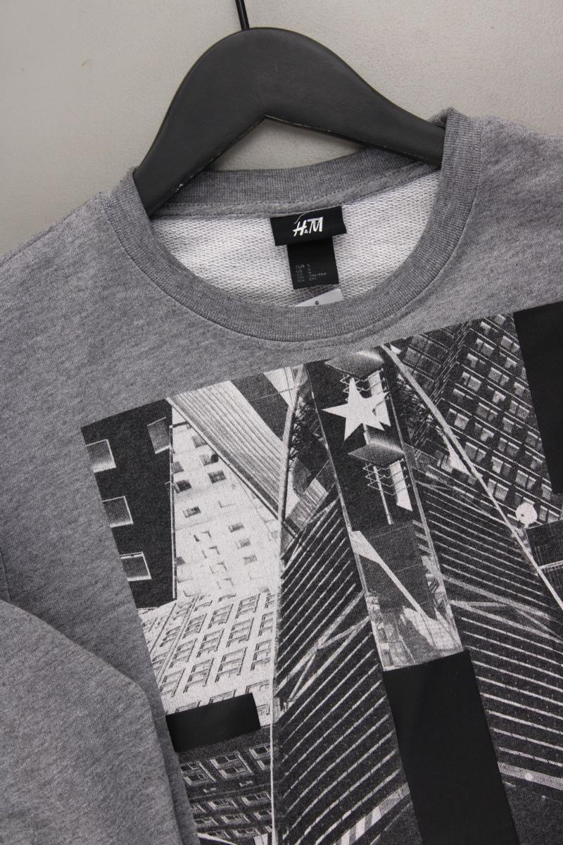 H&M Pullover für Herren Gr. S grau aus Baumwolle