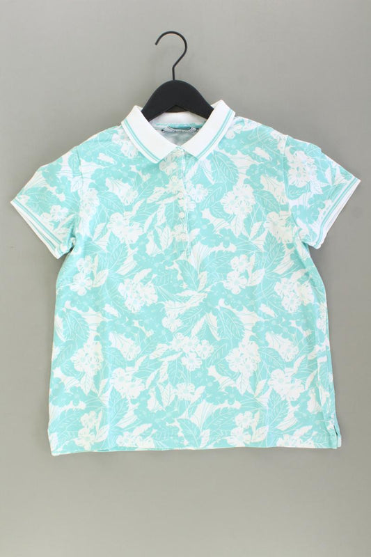 Lands' End Poloshirt Gr. M mit Blumenmuster Kurzarm türkis aus Baumwolle