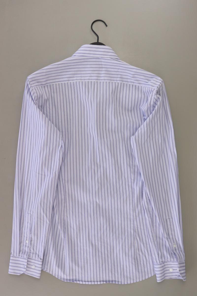 H&M Langarmhemd für Herren Gr. M gestreift blau aus Baumwolle